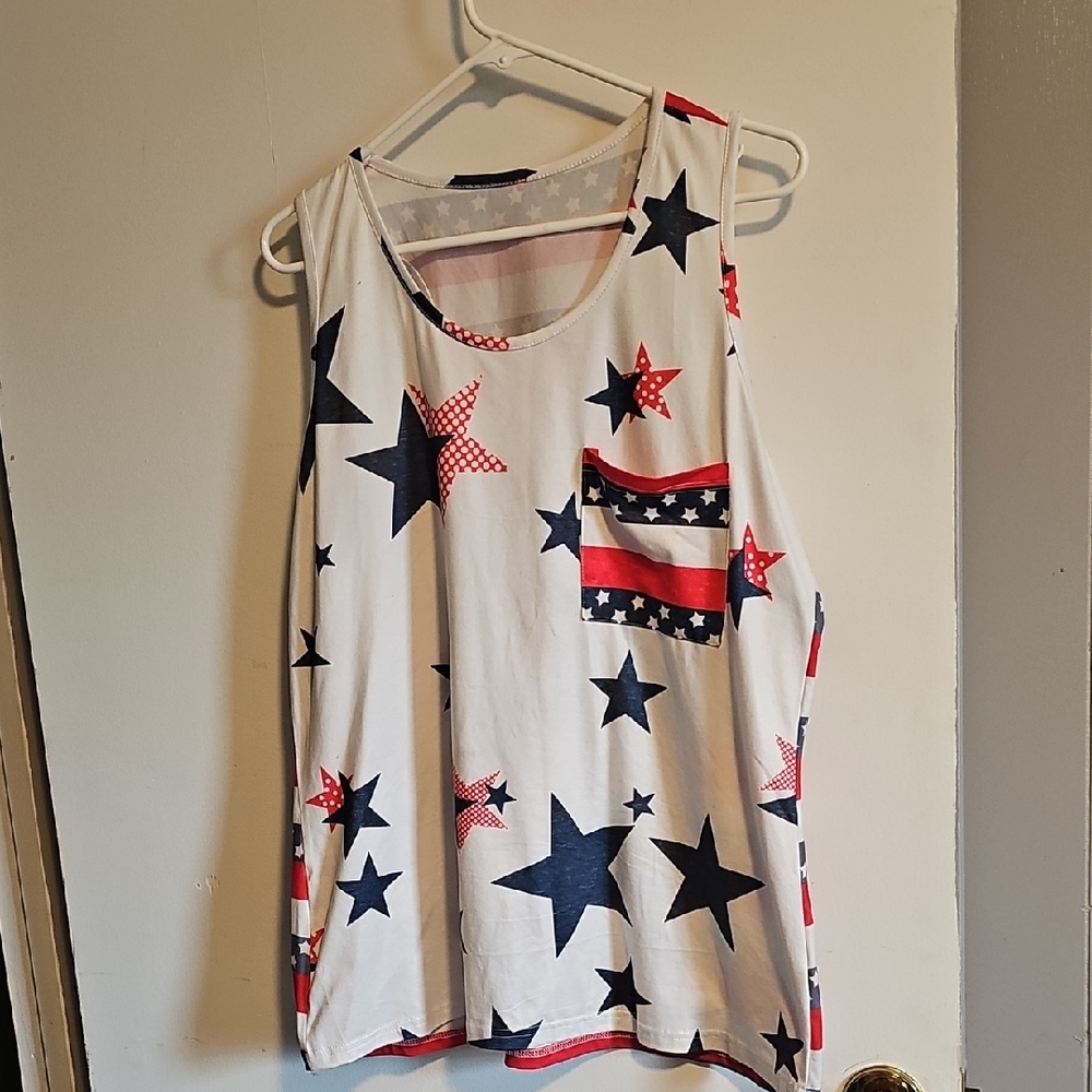 SHEIN Starry Sleeveless Tank - Navy, Red, and White